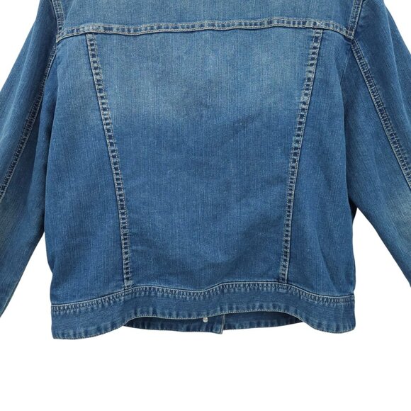 Chicos Platinum Denim Western Jacket Womens 2 US L/12 Rhinestones Long Sleeve - Picture 16 of 16